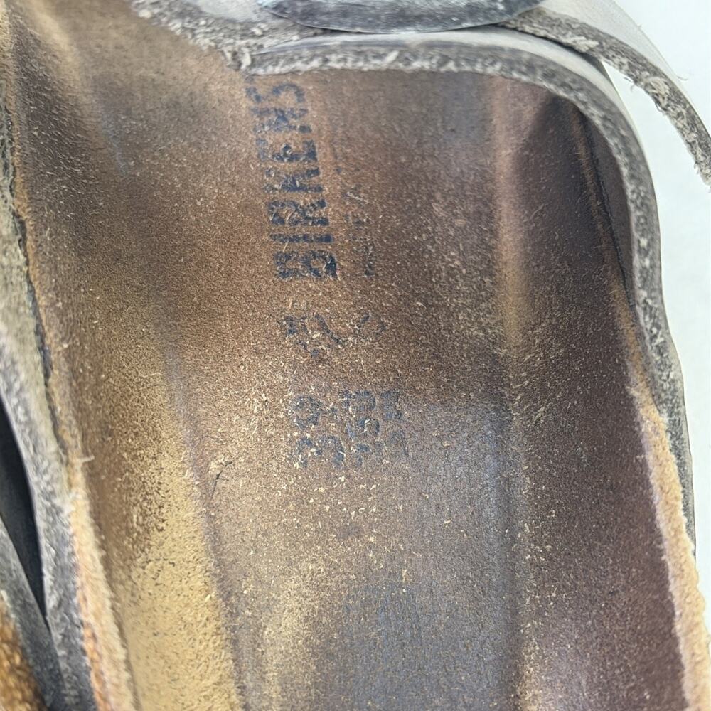 Birkenstock Arizona Two Strap Greige Distressed Leather Sandals Size 39 FreeShip - Picture 12 of 14